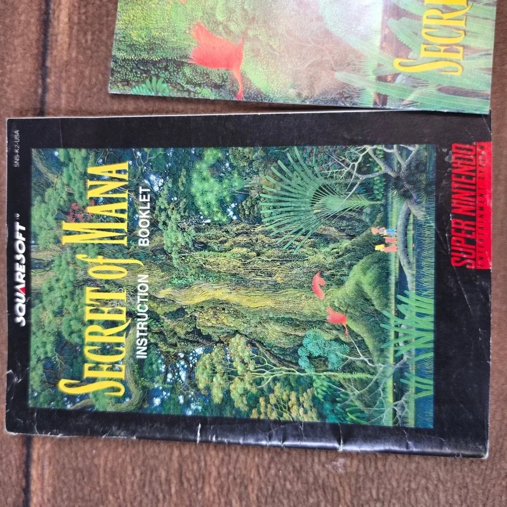 Squaresoft Secret of Mana SNES OS One Size Multi Good Manual and Map Poster